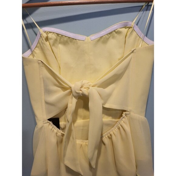 New Yellow Chiffon Strapless Tie Back Top Guess Sz S Peplum Pleated - Picture 4 of 8
